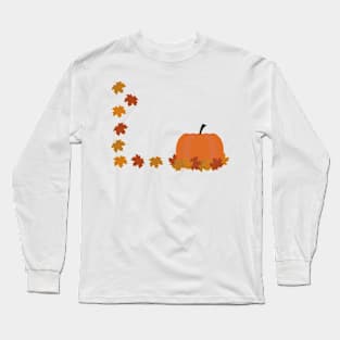 Pumpkin and fall leaves Long Sleeve T-Shirt